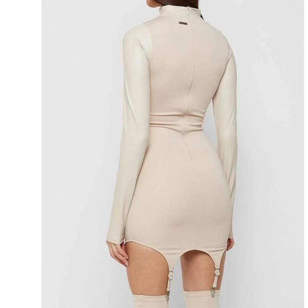 GORGEOUS VEGAN LEATHER SUSPENDER DRESS!!! - Picture 5 of 7